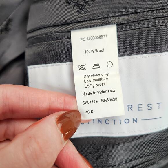 Ryan Seacrest distinction suit Jacket 100% Wool Slim Fit 40S - Picture 10 of 10